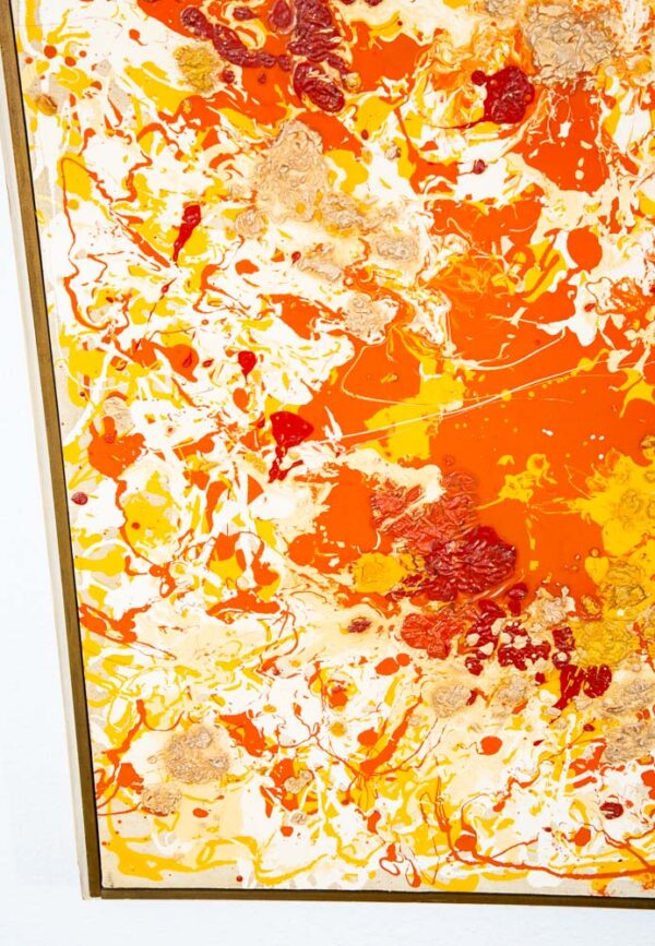 Mid Century Modern Original Painting Art Abstract Expressionist Yellow Orange M - Image 7