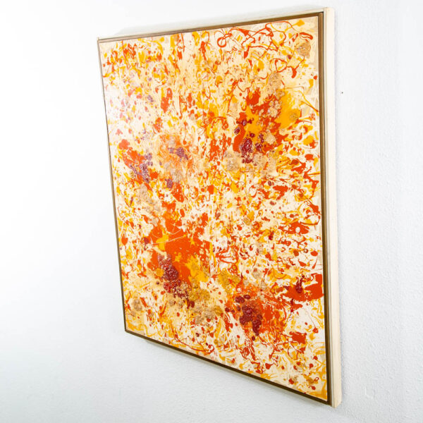 Mid Century Modern Original Painting Art Abstract Expressionist Yellow Orange M - Image 2
