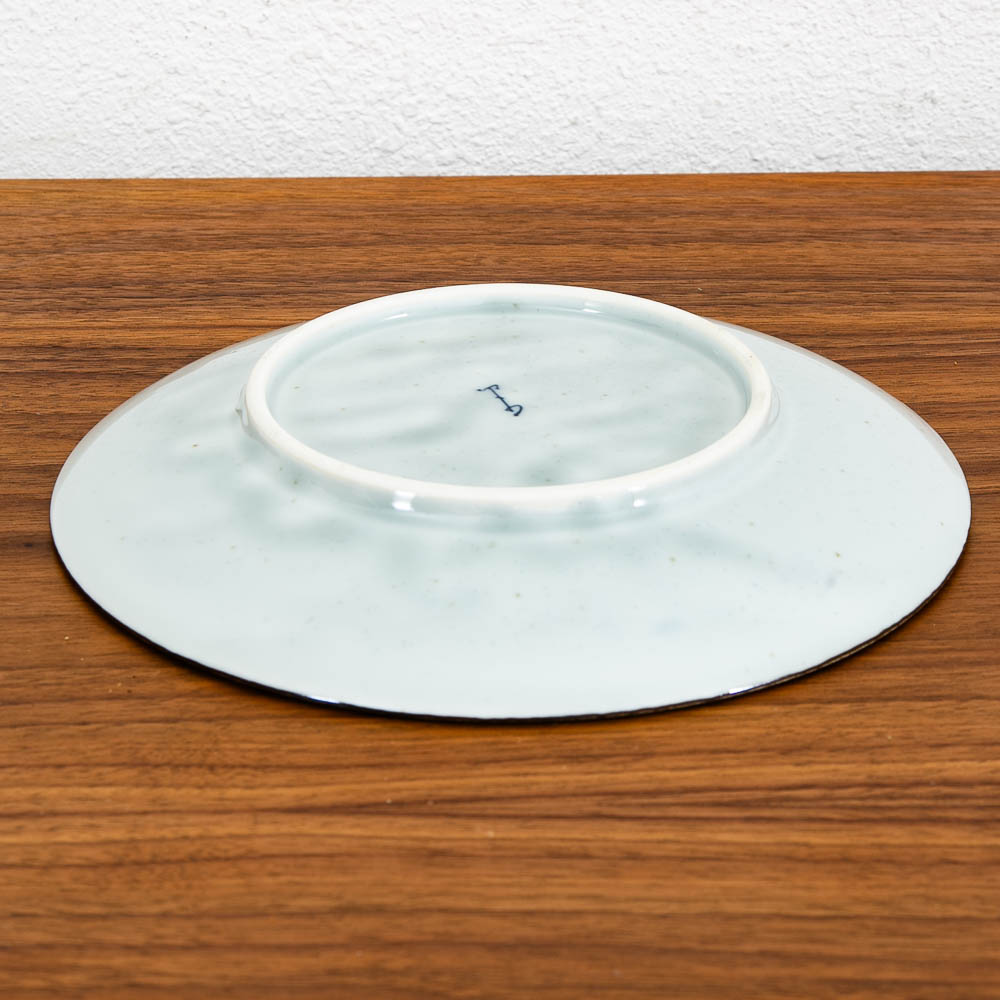 Mid Century Modern 5 Plate Set Fish Chiyama Kiln Minoware Japan Blue White 9" - Image 6