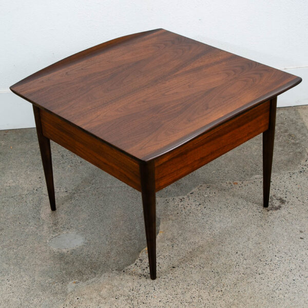 Mid Century Modern Nightstand Side End Table Walnut Drawer Vintage Refinished - Image 4