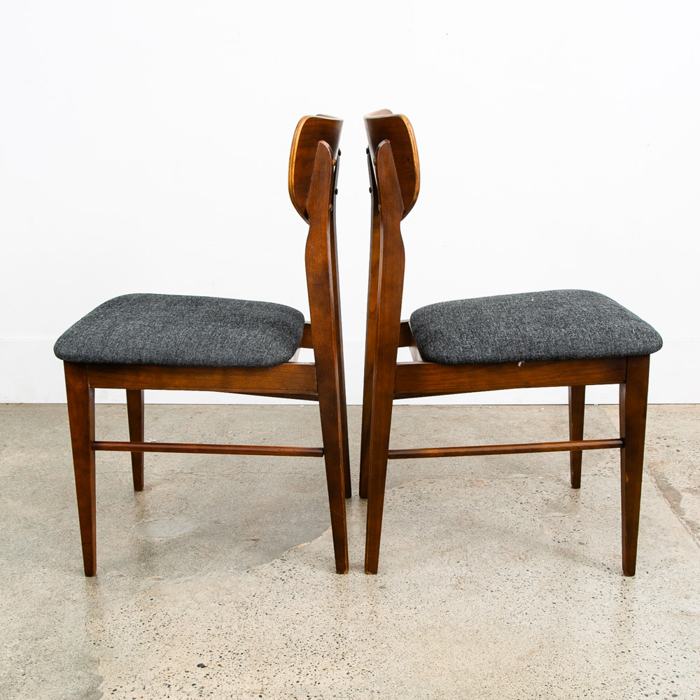 Mid Century Modern Dining Chairs 4 Grey Walnut Vintage American Mcm Restored NM - Image 4