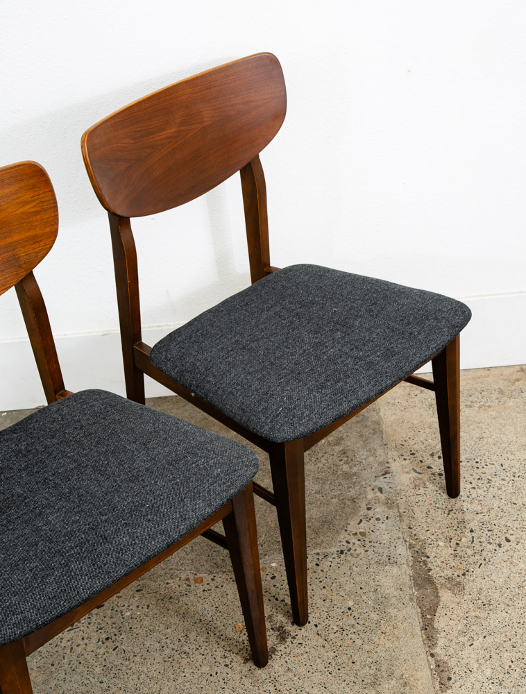 Mid Century Modern Dining Chairs 4 Grey Walnut Vintage American Mcm Restored NM - Image 8