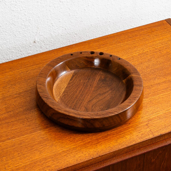 Mid Century Modern Kustom Kraft Nut Bowl American Made Solid Walnut Pipe Tray - Image 9