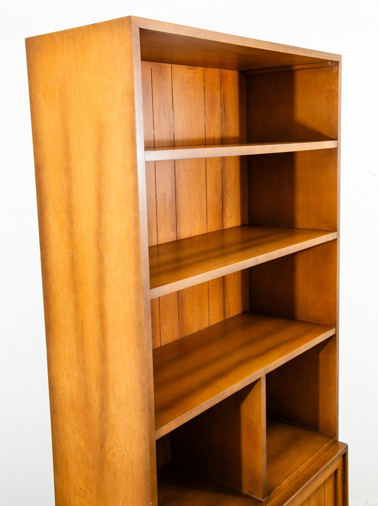 Mid Century Modern Credenza Bookshelf Martinsville Cabinet Shelves Clovers Doors - Image 11