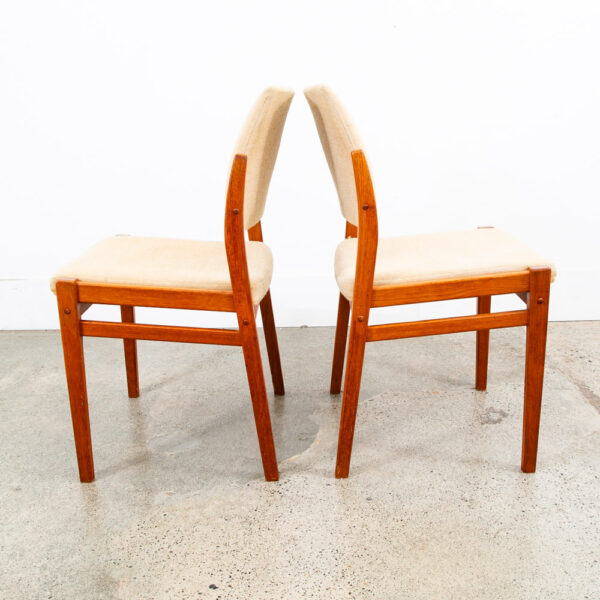 Mid Century Danish Modern Dining Chairs Set 2 Tan Teak Wood Svegards Pair Sweden - Image 3