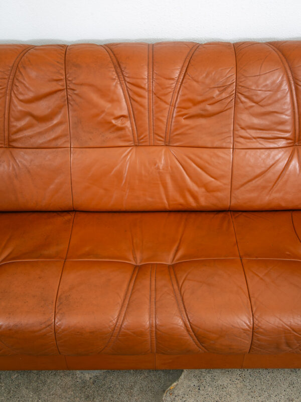 Mid Century Danish Modern Sofa Couch 3 Seater Caramel Cognac Leather Denmark Mcm - Image 8