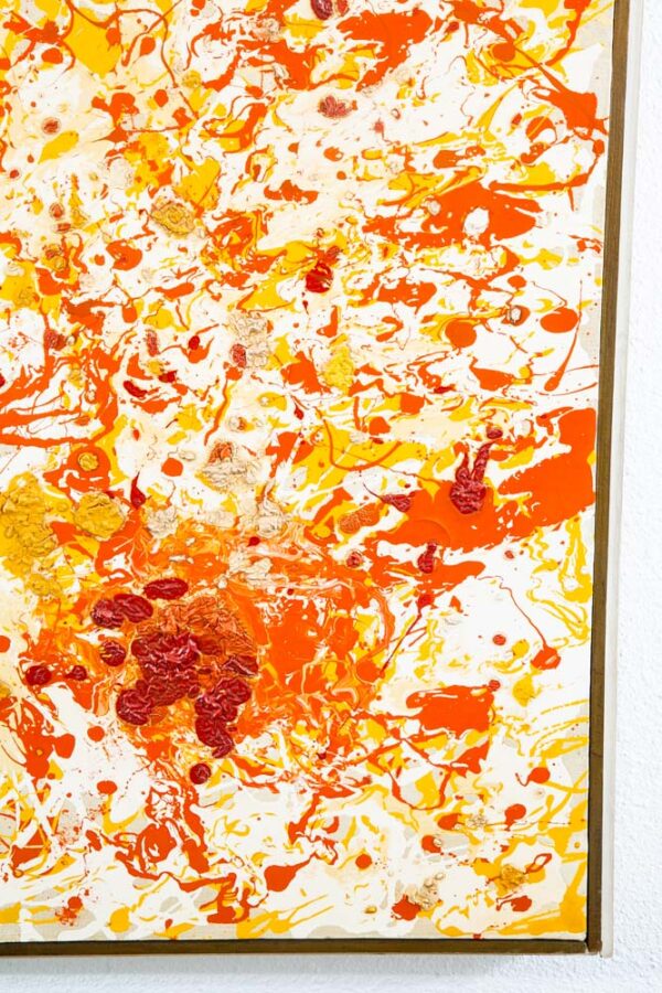 Mid Century Modern Original Painting Art Abstract Expressionist Yellow Orange M - Image 9