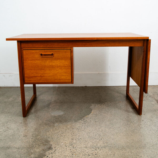 Mid Century Danish Modern Desk Office Flip Top Drop leaf Teak Denmark Vintage - Image 2