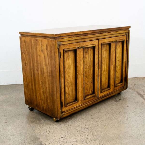 Mid Century Modern Bar Cart Cabinet Server Expanding Top Storage Rolling Mcm - Image 2