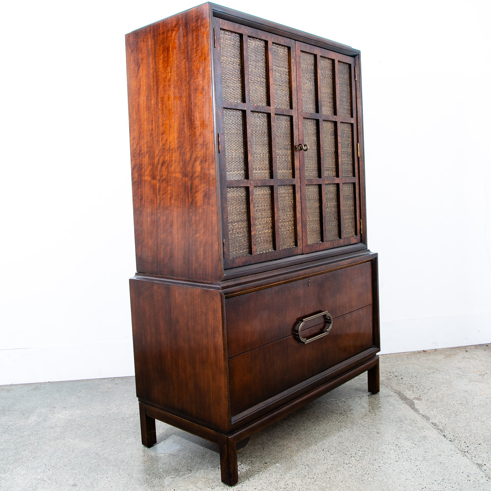 Mid Century Modern Dresser Gentleman's Chest Thomasville Burl Wood Vintage Mcm