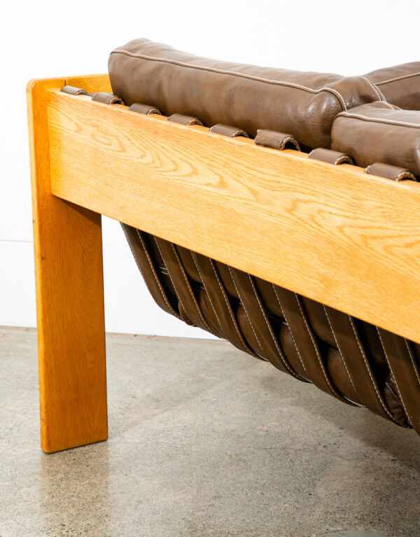Mid Century Danish Modern Couch Sofa White Oak Brown Loveseat Settee 2 Seat Mcm - Image 10