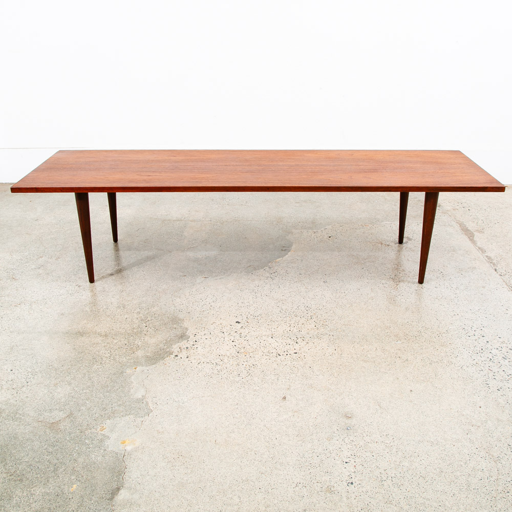 Mid Century Modern Coffee Table Walnut Wide Rectangular Surfboard Vintage Mcm - Image 5