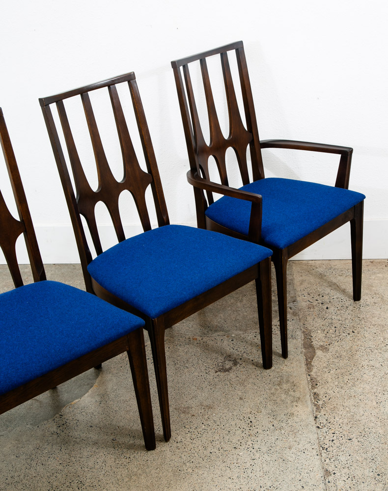 Mid Century Modern Dining Chairs Set 4 Broyhill Brasilia Back Blue Lenoir Chair - Image 6
