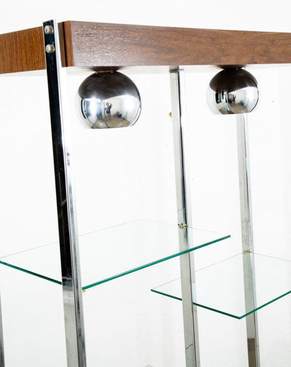 Mid Century Modern Bookshelf Book Shelf Shelving Chrome Etegere Display Glass NM - Image 8