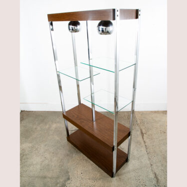 Mid Century Modern Bookshelf Book Shelf Shelving Chrome Etegere Display Glass NM