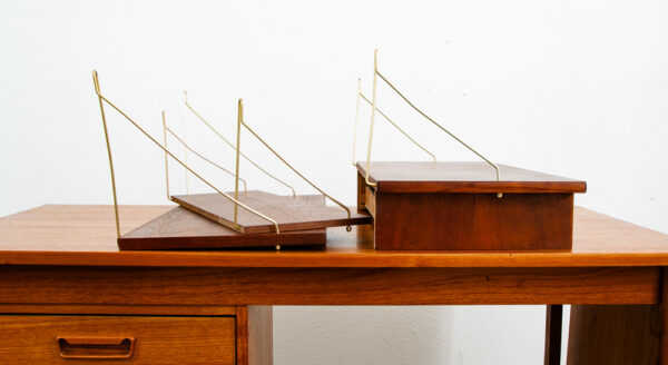 Mid Century Danish Modern Wall Unit 1 bay Teak Drawer Desk Cabinet Modular Shelf - Image 4
