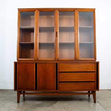 Mid Century Modern China Cabinet Dillingham Hutch Storage Glass Drawer Walnut NM
