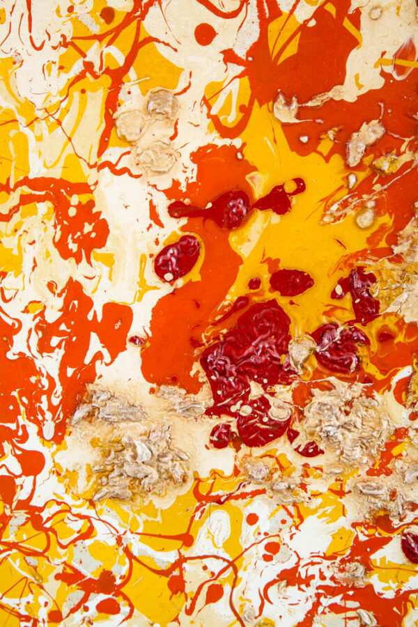Mid Century Modern Original Painting Art Abstract Expressionist Yellow Orange M - Image 8