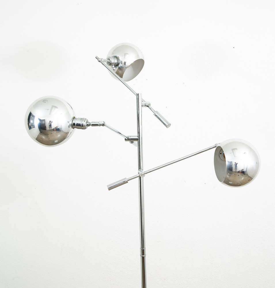 Mid Century Modern Floor Lamp Robert Sonneman 3 light Chrome Silver Adjustable - Image 10