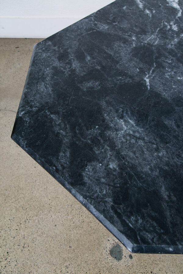 Mid Century Modern Dining Table Black Grey Octogon Marble Pedestal Base 1970s - Image 11