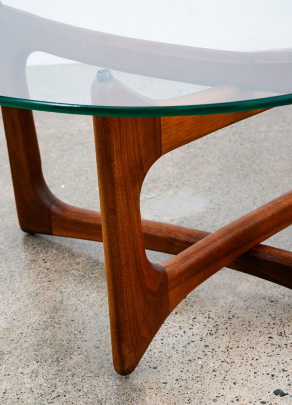Mid Century Modern Coffee Table Kidney Glass Adrian Pearsall Kidney Craft Walnut - Image 9