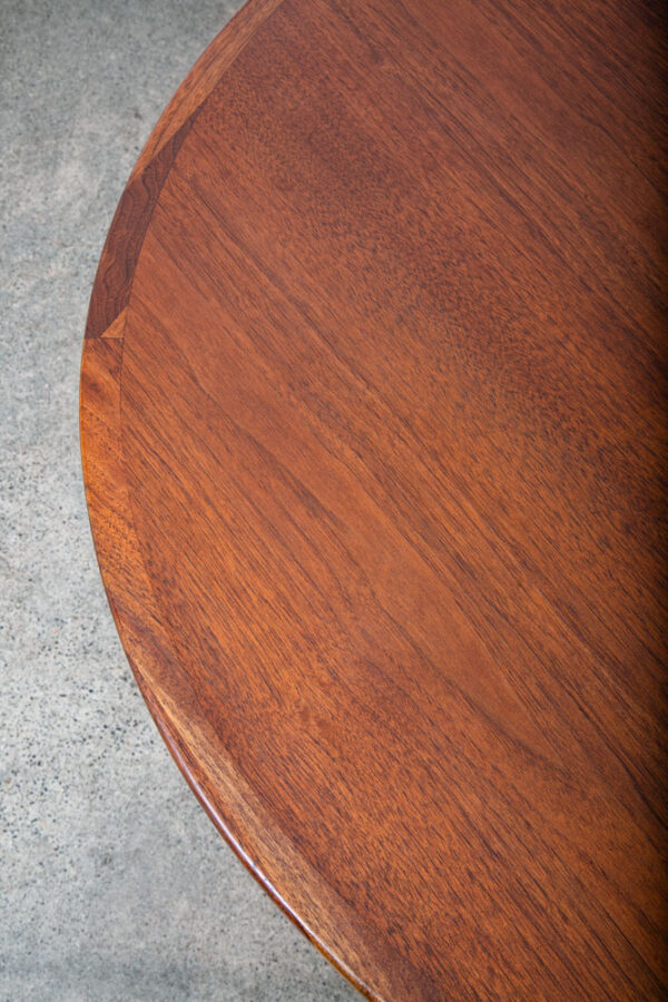 Mid Century Danish Modern Dining Table Round Leaf x2 Dillingham Walnut Oval NM - Image 8