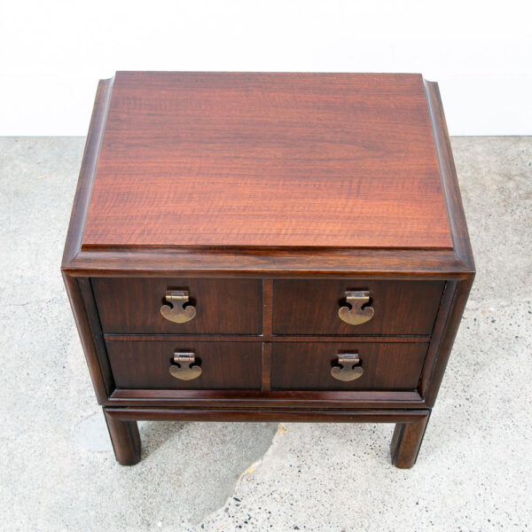 Mid Century Modern Side Table End Nightstand Spade Table Two Drawers Thomasville - Image 5