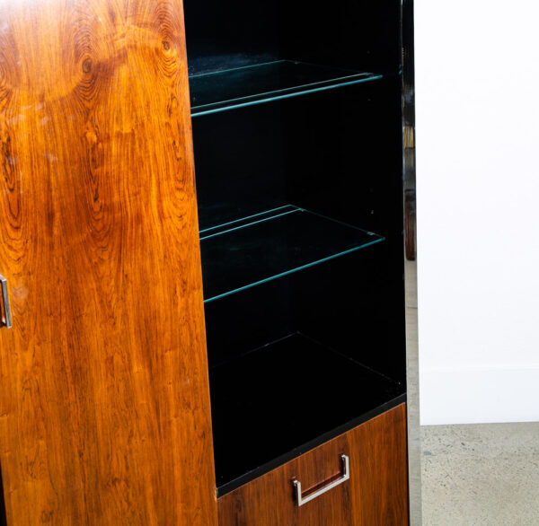 Mid Century Danish Modern Bookshelf Cabinet Rosewood Glass shelves Mcm Armoire - Image 9