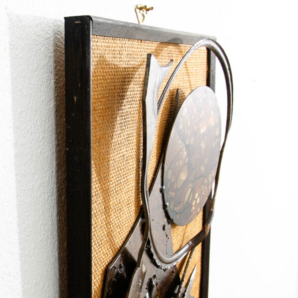 Mid Century Modern Wall Framed Metal Art Work Abstract Expressionist Shapes - Image 8
