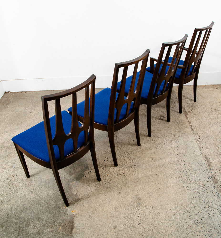 Mid Century Modern Dining Chairs Set 4 Broyhill Brasilia Back Blue Lenoir Chair - Image 4