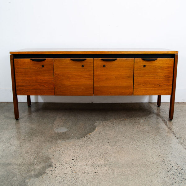 Mid Century Modern Credenza Office Cabinet Jens Risom 4 Drawer Walnut Wood File - Image 2