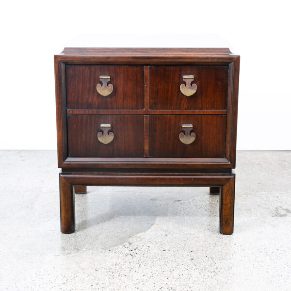 Mid Century Modern Side Table End Nightstand Spade Table Two Drawers Thomasville - Image 2