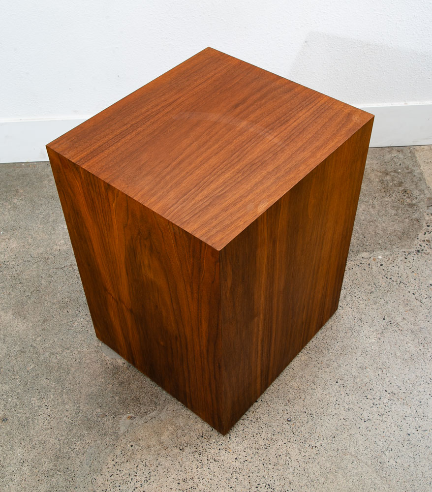 Mid Century Modern Pedestal Walnut Square Table Display Art Vintage Mcm Large - Image 6