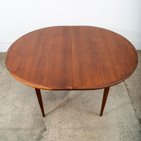 Mid Century Danish Modern Dining Table Round Leaf x2 Dillingham Walnut Oval NM - Image 11