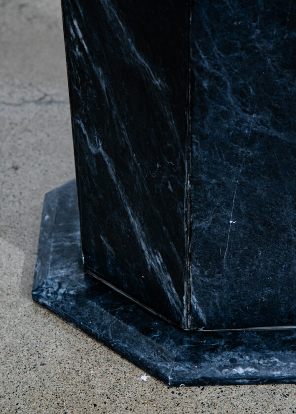 Mid Century Modern Dining Table Black Grey Octogon Marble Pedestal Base 1970s - Image 12