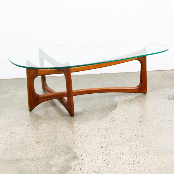 Mid Century Modern Coffee Table Kidney Glass Adrian Pearsall Kidney Craft Walnut - Image 5