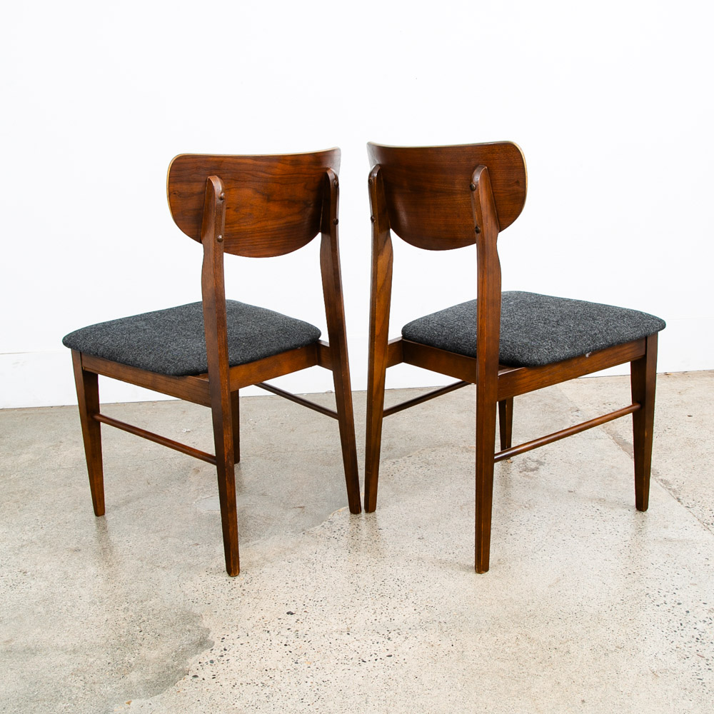 Mid Century Modern Dining Chairs 4 Grey Walnut Vintage American Mcm Restored NM - Image 5