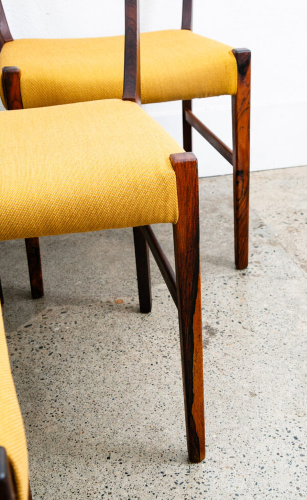 Mid Century Danish Modern Dining Chairs Johannes Andersen Set 6 Rosewood Yellow - Image 11