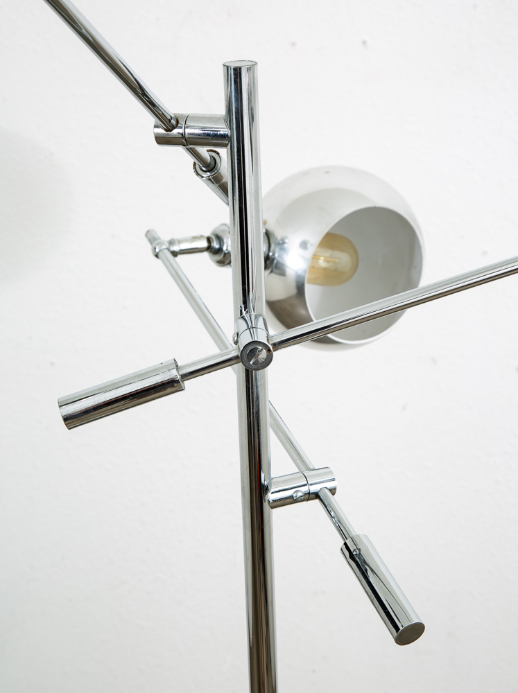 Mid Century Modern Floor Lamp Robert Sonneman 3 light Chrome Silver Adjustable - Image 7