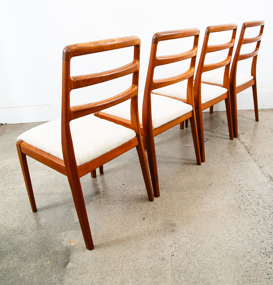 Mid Century Danish Modern Dining Chairs Set 4 Cream Off White Teak Rosewood Mcm - Image 2