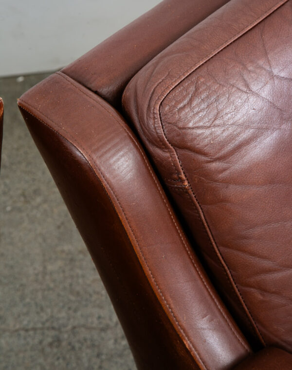 Mid Century Danish Modern Lounge Chairs Set Brown Leather Pair Two Chocolate Mcm - Image 8