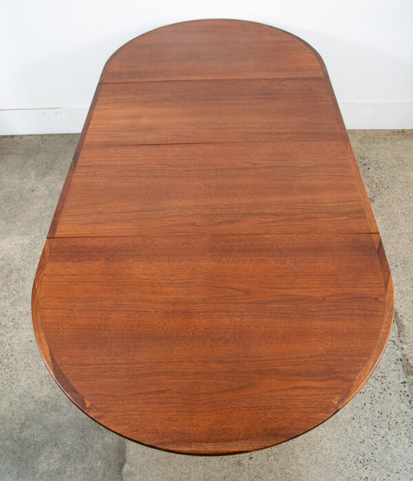 Mid Century Danish Modern Dining Table Round Leaf x2 Dillingham Walnut Oval NM - Image 6