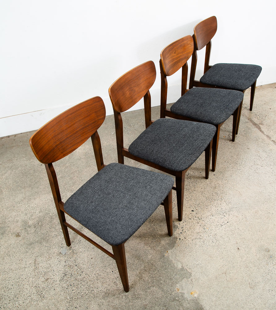 Mid Century Modern Dining Chairs 4 Grey Walnut Vintage American Mcm Restored NM - Image 3