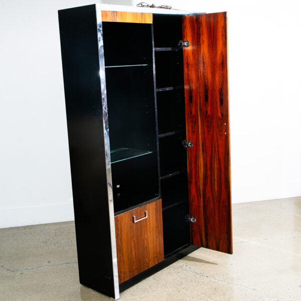 Mid Century Danish Modern Bookshelf Cabinet Rosewood Glass shelves Mcm Armoire - Image 3