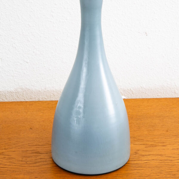 Mid Century Modern Table Lamp Blue Glass Brass Capped Studio Design Vintage Mcm - Image 5