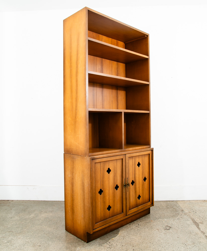 Mid Century Modern Credenza Bookshelf Martinsville Cabinet Shelves Clovers Doors - Image 3