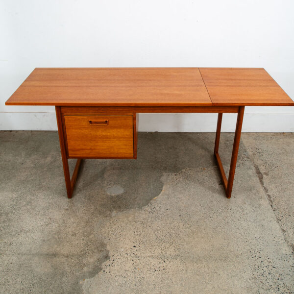 Mid Century Danish Modern Desk Office Flip Top Drop leaf Teak Denmark Vintage - Image 3