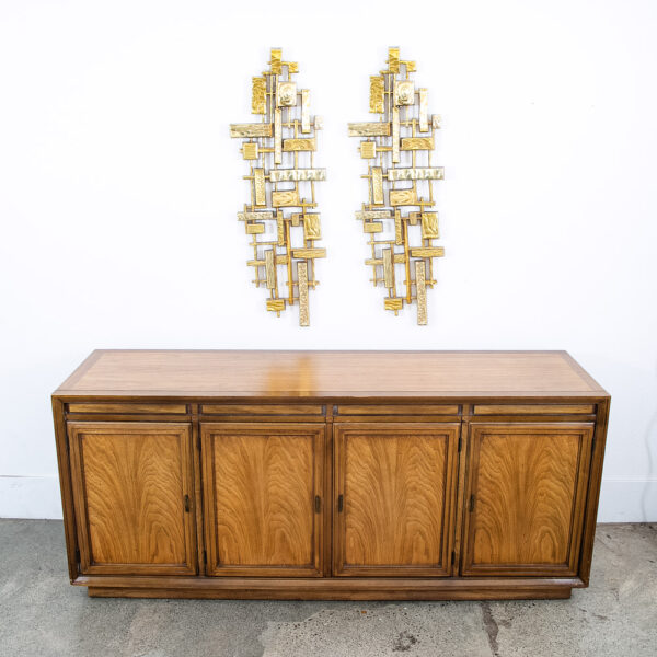 Mid Century Modern Art Brutalist Pair Gold Resin Vintage Original Mcm Wall Two 2 - Image 3