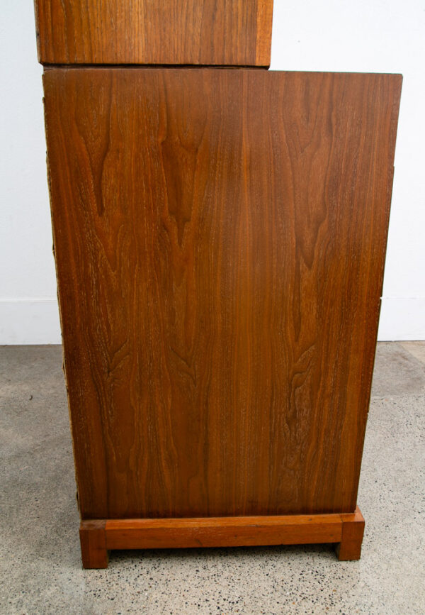 Mid Century Modern China Cabinet Hutch Albert Walnut Display Glass Drawers Doors - Image 7