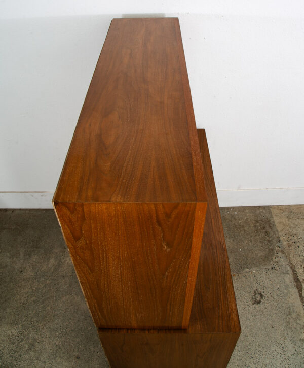 Mid Century Modern China Cabinet Hutch Albert Walnut Display Glass Drawers Doors - Image 5